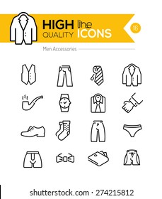 Men accessories line icons series