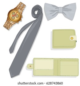 Men accessories set. Vector illustration.