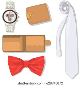 Men accessories set. Vector illustration.