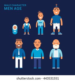 Men age. Different generations of men. From a cradle to a grave 