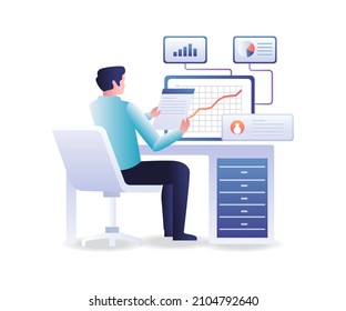 Männer analysieren die Optimierung von Seo-Unternehmensdaten