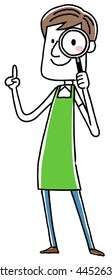 Men apron: magnifying glass