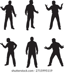 Men Arguing Talking Silhouette Vector Set