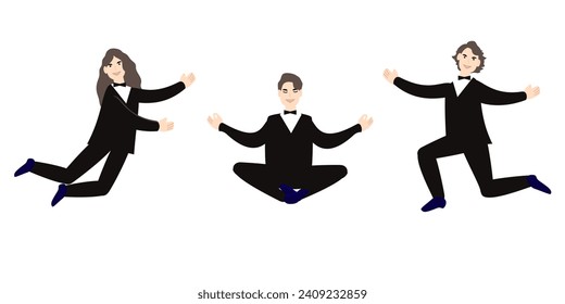 Men, artists in different poses.