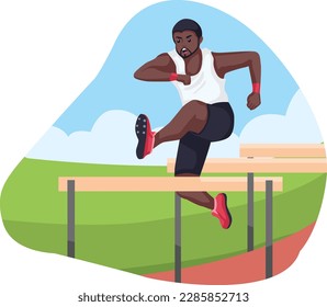 men athlete long jump illustration