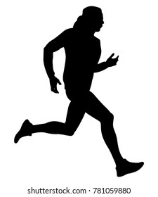 men athlete runner black silhouette vector illustration