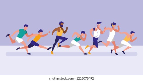 men athlete running avatar character