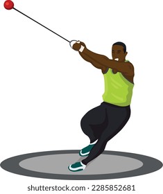 men athlete throwing weight illustration