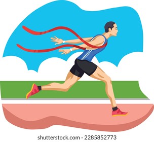men athlete victory lap illustration