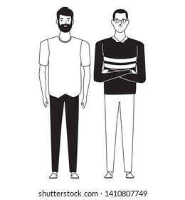 men avatar cartoon character  with fashion casual clothes vector illustration graphic design