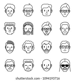 Men avatar icons. Vector illustration of men characters.