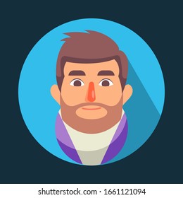 Men Avatar With Smiling Face Emotions Flat Design
