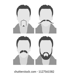 Men avatars with beard and moustache - face style