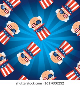 Men avatars cartoons background design, Usa happy presidents day united states america independence nation us country and national theme Vector illustration