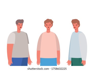 Men avatars cartoons design, Man boy male person and people theme Vector illustration