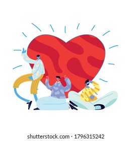 Men avatars cartoons with heart design, Man boy male person and people theme Vector illustration