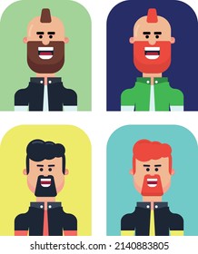 Men Avatars Designing with Flat Design