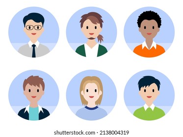 Men avatars flat icon set