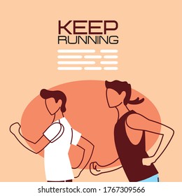 men avatars running vector design design, Marathon athlete training and fitness theme Vector illustration
