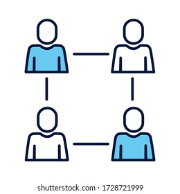 línea de red de avatares de hombres y diseño de ilustración de vectores de estilo de relleno