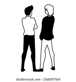 men of back position on white background vector illustration design