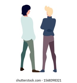 men of back position on white background vector illustration design
