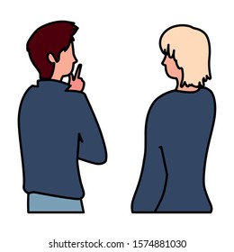 men of back position on white background vector illustration design