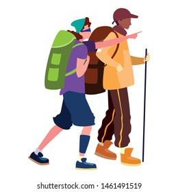 men with backpack hiking wanderlust