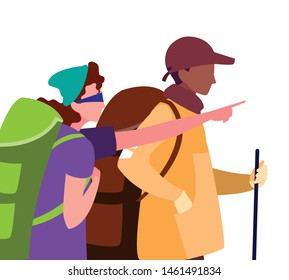 men with backpack hiking wanderlust