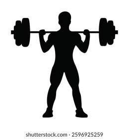 Men Barbell silhouette vector on white background