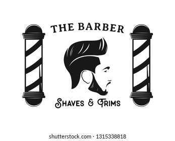 men barbershop hairstylist banner logo badge vector design template