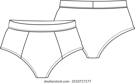 Hombres ropa interior Básica brief boxer activo delgado con cintura, diseño de moda de Ilustración vectorial de boceto plano