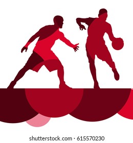 Men basketball players active sport silhouettes abstract background illustration vector