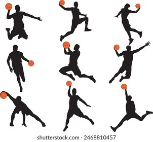 Men Basketball Players, basketball silhouette, sport vector files