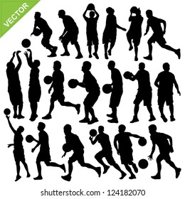 Men basketball silhouettes vector