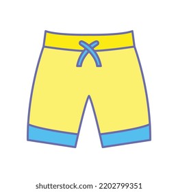 Men Beach shorts for swimming. Summertime Vacation. Swimming trunks, Surfing pants for shops app and stores symbol concept line Beach short icon. Vector illustration filled outline style EPS10