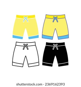 Men Beach shorts for swimming. Summertime Vacation. Swimming trunks, Surfing pants for shops app and stores symbol concept line Beach short icon. Vector illustration. Design on white background EPS10