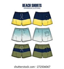 Men Beach Shorts Vector Apparel Template
