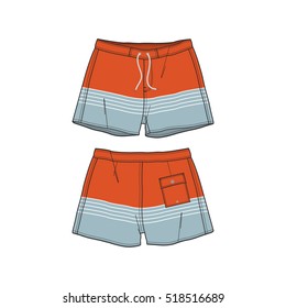 Men Beach Shorts Vector Template