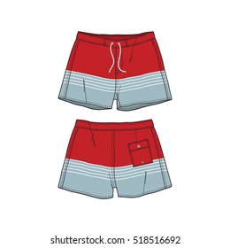 Men Beach Shorts Vector Template