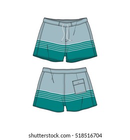 Men Beach Shorts Vector Template