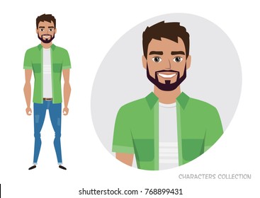 men with beard in casual cloth