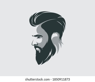 Men beard face side view vector