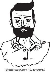 Men with a beard. Vector illustration. Hipsters. Black and white set for the hairdresser. Barbershop.