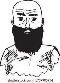 Men with a beard. Vector illustration. Hipsters. Black and white set for the hairdresser. Barbershop.