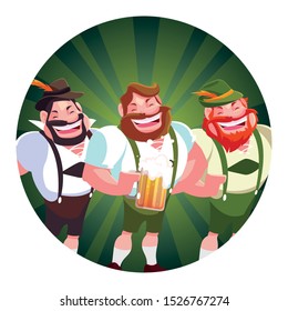 men with beer glass in hand in white background vector illustration design