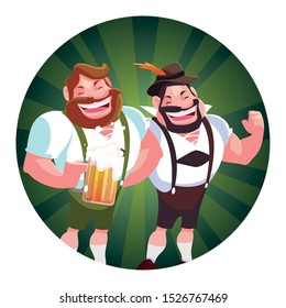 men with beer glass in hand in white background vector illustration design