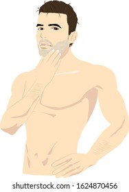 Men before having a facial treatment 02