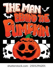 The Men Behind The Pumpkin Happy Halloween shirt print template scary themed horror ghost pumpkin witch boo vector