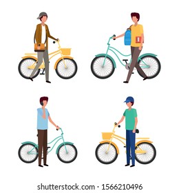 Men with bikes design, Vehicle bicycle cycle lifestyle sport and transportation theme Vector illustration